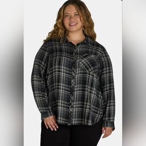 NWT Women's Plus Size Plaid Button Shirt- Size 0X 14W